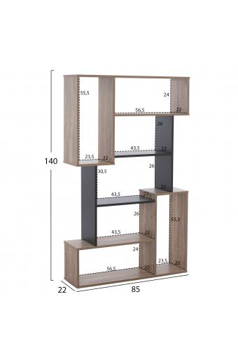 ΒΙΒΛΙΟΘΗΚΗ SHAY HM8768.02 85X22X140 ΓΚΡΙ