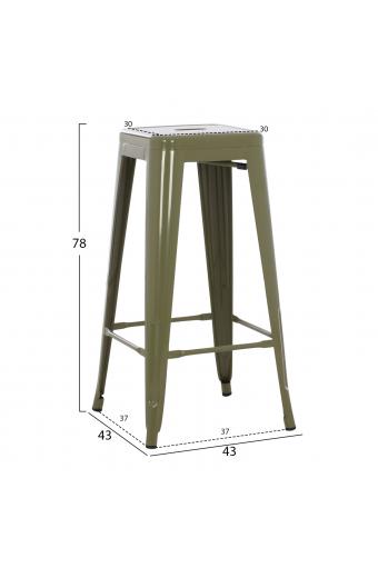 ΣΚΑΜΠΟ BAR ΜΕΤΑΛΛΙΚΟ MELITA ΣΕ DARK OLIVE GREEN HM8642.03 43x43x78 εκ.