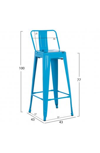 ΣΚΑΜΠΟ BAR ΜΕΤΑΛΛΙΚΟ MELITA ME ΠΛΑΤΗ ΜΠΛΕ HM8643.08 43Χ43Χ100εκ.