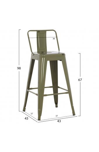 ΣΚΑΜΠΟ ΜΕΣΑΙΟΥ ΥΨΟΥΣ ΜΕΤΑΛΛΙΚΟ MELITA ΣΕ DARK OLIVE GREEN HM8574.03 42x42x98 cm.
