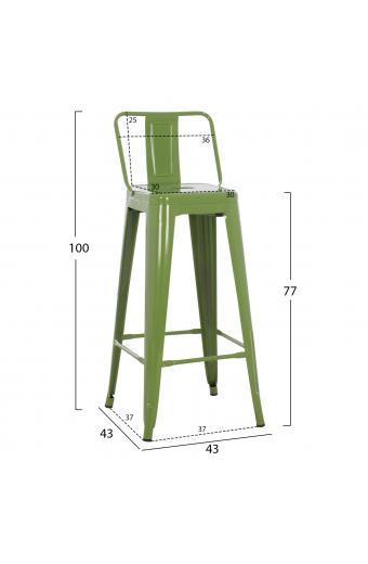 ΣΚΑΜΠΟ BAR ΜΕΤΑΛΛΙΚΟ MELITA ME ΠΛΑΤΗ ΣΕ LIGHT OLIVE GREEN HM8643.13 43Χ43Χ100εκ.