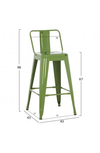 ΣΚΑΜΠΟ ΜΕΣΑΙΟΥ ΥΨΟΥΣ ΜΕΤΑΛΛΙΚΟ MELITA ΣΕ LIGHT OLIVE GREEN HM8574.13 42x42x98 εκ.