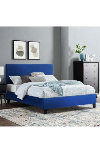 ΚΡΕΒΑΤΙ BECCA ΑΠΟ ΒΕΛΟΥΔΟ ΜΠΛΕ HM553.18 ΓΙΑ ΣΤΡΩΜΑ 150x200 εκ.