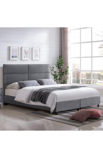 ΚΡΕΒΑΤΙ MILO ΑΠΟ ΓΚΡΙ ΒΕΛΟΥΔΟ HM628.10 ΓΙΑ ΣΤΡΩΜΑ 180x200 εκ.