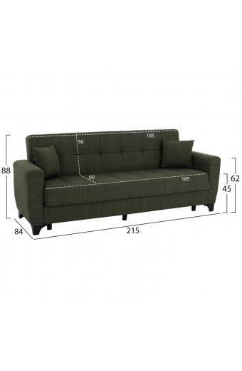 ΚΑΝΑΠΕΣ ΚΡΕΒΑΤΙ HEMA TΡΙΘΕΣΙΟΣ ΨΗΛΗ ΠΛΑΤΗ DARK OLIVE HM3242.05 215x84x88Υεκ.