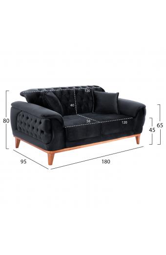 ΚΑΝΑΠΕΣ ΚΡΕΒΑΤΙ BENNINGTON 2ΘΕΣΙΟΣ ΜΑΥΡΟΣ HM3250.01 180x95x80 εκ.