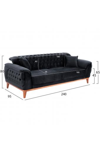 ΚΑΝΑΠΕΣ ΚΡΕΒΑΤΙ BENNINGTON ΤΡΙΘΕΣΙΟΣ ΜΑΥΡΟΣ HM3249.01 240x95x80 εκ.