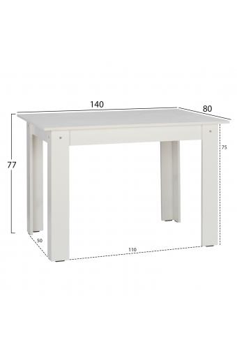 ΤΡΑΠΕΖΙ ΚΟΥΖΙΝΑΣ KELVIN 140x80x77Υεκ. ΛΕΥΚΟ HM2429.03