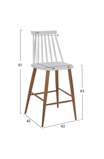 ΣΚΑΜΠΟ ΜΠΑΡ VANESSA HM9300.01 ΛΕΥΚΟ ΜΕΣΑΙΟΥ ΥΨΟΥΣ 43x45x97Υεκ.