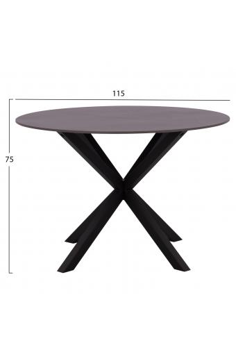 ΤΡΑΠΕΖΙ ΤΡΑΠΕΖΑΡΙΑΣ ΣΤΡΟΓΓΥΛΟ SYNTEC HM9309.01 SINTERED STONE ΜΑΥΡΟ ΜΕΤΑΛΛΙΚΑ ΠΟΔΙΑ Φ115x75Y εκ.