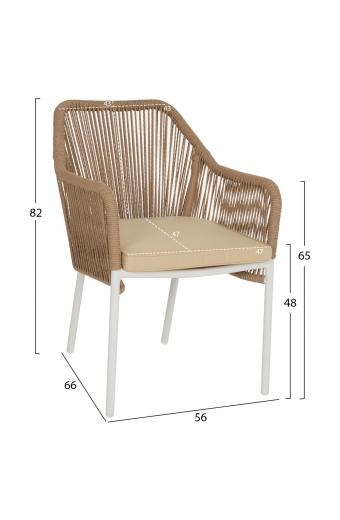 ΠΟΛΥΘΡΟΝΑ ΑΛΟΥΜΙΝΙΟΥ HM5855.01 ΛΕΥΚΟ ΜΕ ΣΧΟΙΝΙ WICKER PE ΜΠΕΖ 56x66x82 εκ.