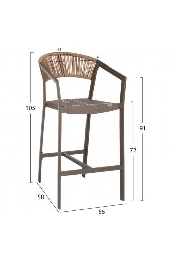 ΣΚΑΜΠΟ ΑΛΟΥΜΙΝΙΟΥ ΜΕ ΜΠΡΑΤΣΑ ΣΑΜΠΑΝΙΖΕ RATTAN ΛΕΥΚΟ TEXTLINE HM5892.03 56x58x105Y εκ.