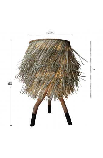 ΦΩΤΙΣΤΙΚΟ ΕΠΙΤΡΑΠΕΖΙΟ ΠΟΔΙΑ ΤΕΑΚ ΚΑΠΕΛΟ SEAGRASS ΣΕ ΦΥΣΙΚΟ ΜΑΥΡΟ Φ30x30-60Yεκ.HM7771