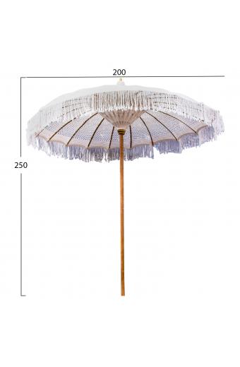 ΟΜΠΡΕΛΑ ΜΠΑΛΙΝΕΖΙΚΗ ΜΑΚΡΑΜΕ ΜΠΕΖ ΞΥΛO TEAK Φ200X250εκ. HM6035.01