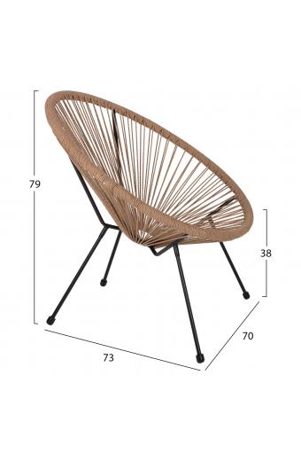 ΠΟΛΥΘΡΟΝΑ ACAPULCO Τ. ΦΩΛΙΑ ΜΕΤΑΛΛΟ ΜΑΥΡΟ ΜΕ TWISTED WICKER HM5871.01 70x73x79 εκ.