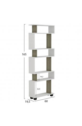 ΒΙΒΛΙΟΘΗΚΗ ΜΕΛΑΜΙΝΗΣ OWLOLIVE GREY ΛΕΥΚΟ 60x19,5x165Yεκ.HM8923.11