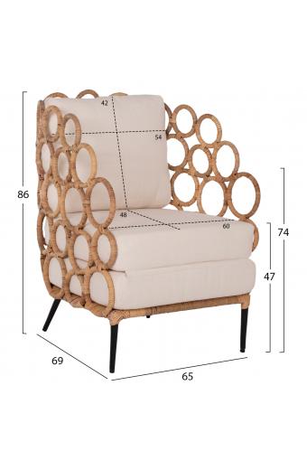 ΠΟΛΥΘΡΟΝΑ RINGER HM9341 ΑΠΟ RATTAN-ΜΕΤΑΛΛΟ ΦΥΣΙΚΟ ΧΡΩΜΑ 65x69x86Y εκ.