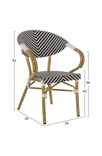 ΠΟΛΥΘΡΟΝΑ BAMBOO LOOK HM5861.01 ΜΑΥΡΟ-ΛΕΥΚΟ 57x55x82 εκ.