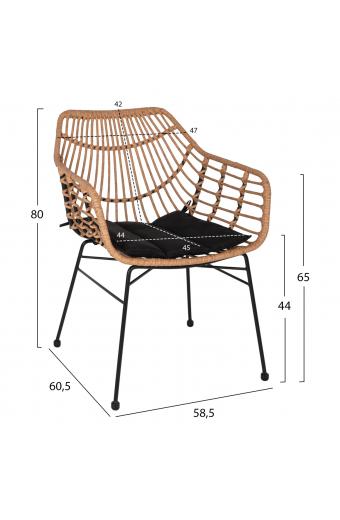 ΠΟΛΥΘΡΟΝΑ ΕΠΑΓΓΕΛΜΑΤΙΚΗ ΜΑΥΡΟ ΜΕΤΑΛΛΟ RATTAN ΜΠΕΖ & ΜΑΞΙΛΑΡΙ HM5864.01 58,5x60,5x80 εκ.