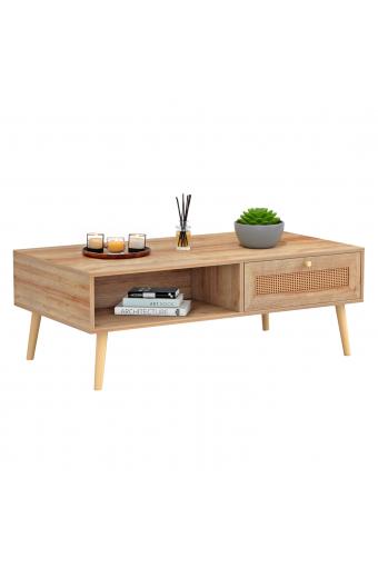 ΤΡΑΠΕΖΙ ΣΑΛΟΝΙΟΥ ΜΕΛΑΜΙΝΗΣ COLM RATTAN HM9224.11 ΣΕ ΦΥΣΙΚΟ ΧΡΩΜΑ 110x59x39,5Yεκ.