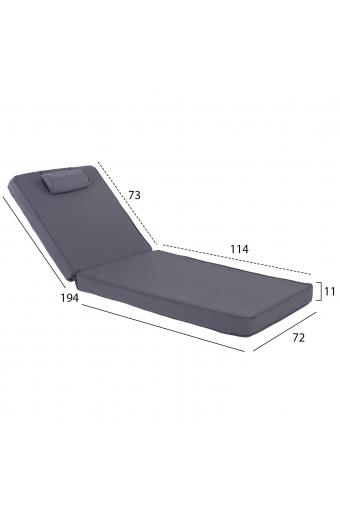 ΜΑΞΙΛΑΡΙ ΞΑΠΛΩΣΤΡΑΣ TEXTILENE 600gr/m2 SIFNOS ΓΚΡΙ HM11237.30T 194x70x11Yεκ.
