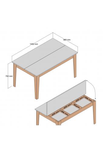 ΤΡΑΠΕΖΙ ΤΡΑΠΕΖΑΡΙΑΣ STANDARD HM9507.04 ΜΕΛΑΜΙΝΗ ΚΑΡΥΔΙ ME ΑΠΟΘHK.ΧΩΡΟ 145x88x75Yεκ.
