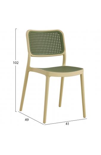 ΚΑΡΕΚΛΑ ΠΟΛΥΠΡΟΠΥΛΕΝΙΟΥ MEKO HM5934.04 ΜΠΕΖ ΜΕ OLIVE GREEN ΨΑΘΑ 41x49x102Υ εκ.