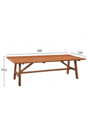 ΤΡΑΠΕΖΙ ΤΡΑΠΕΖΑΡΙΑΣ GROOVE HM9453.01 ΑΠΟ ΞΥΛΟ ΤΕΑΚ ΚΑΡΥΔΙ 260x120x79,5Υ εκ.
