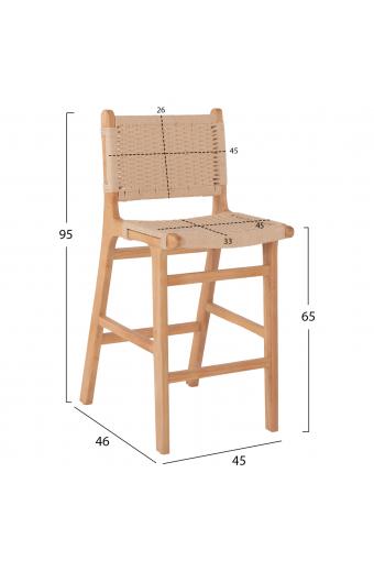 ΣΚΑΜΠΟ ΜΕΣΑΙΟΥ ΥΨΟΥΣ HM9332.01 RUBBERWOOD & ΣΧΟΙΝΙ- ΦΥΣΙΚΟ ΧΡΩΜΑ 45x46x95Υεκ.