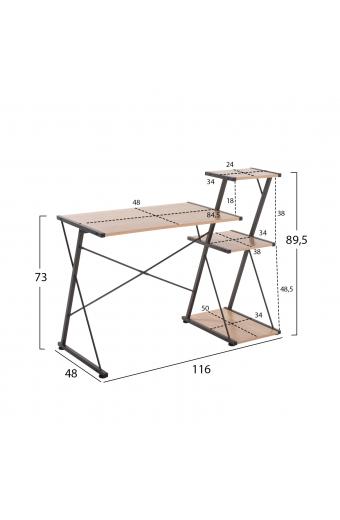 ΓΡΑΦΕΙΟ NOREX HM9317 ΜΕΤΑΛΛΙΚΟ ΜΑΥΡΟ ΜΕ MDF ΕΠΙΦΑΝΕΙΑ ΣΕ ΟΑΚ 116X48X89,5Υεκ.
