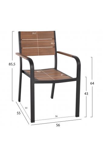 ΠΟΛΥΘΡΟΝΑ ΑΛΟΥΜΙΝΙΟΥ SAGA ΜΑΥΡΗ ΜΕ POLYWOOD HM5127.03 56x55x85,5Yεκ.