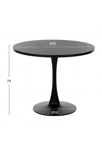 ΤΡΑΠΕΖΙ ΤΡΑΠΕΖΑΡΙΑΣ ROLLO HM9421.02 ΣΤΡΟΓΓΥΛΟ BLACK MARBLE Φ90x74 εκ.
