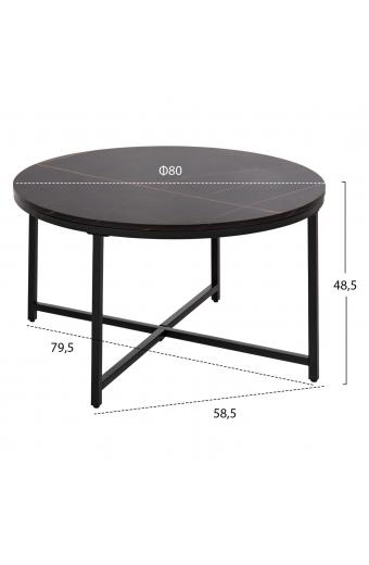 ΤΡΑΠΕΖΙ ΣΑΛΟΝΙΟΥ HM9420.03 BLACK MARBLE ΜΕΛΑΜΙΝΗ-ΜΑΥΡΗ ΜΕΤΑΛΛΙΚΗ ΒΑΣΗ Φ80x48,5Yεκ.