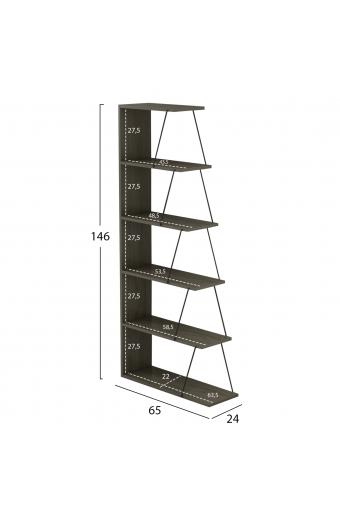 ΒΙΒΛΙΟΘΗΚΗ ΜΙΝΙ TARS HM2241.13 OLIVE GREY ME ΜΑΥΡΕΣ ΒΕΡΓΕΣ 65x22-24x146Υεκ.
