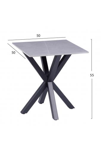 ΒΟΗΘΗΤΙΚΟ ΤΡΑΠΕΖΑΚΙ ΣΑΛΟΝΙΟΥ HM9471.05 GREY MARBLE TOP-ΜΑΥΡΗ ΜΕΤΑΛ.ΒΑΣΗ 50x50x55Yεκ.