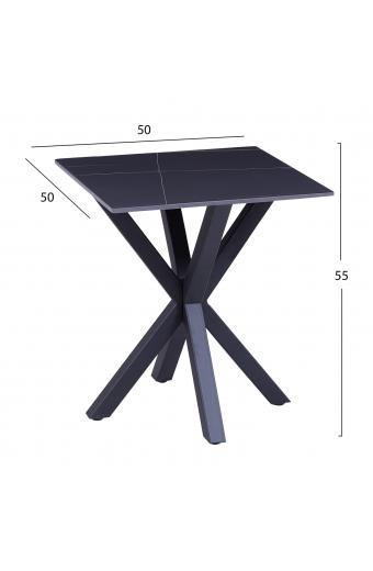 ΒΟΗΘΗΤΙΚΟ ΤΡΑΠΕΖΑΚΙ ΣΑΛΟΝΙΟΥ HM9471.04 BLACK MARBLE TOP-ΜΑΥΡΗ ΜΕΤΑΛ.ΒΑΣΗ 50x50x55Υεκ.