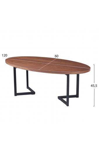 ΤΡΑΠΕΖΙ ΣΑΛΟΝΙΟΥ HM9468.02 MDF ME ΚΑΠΛΑΜΑ ΑΠΟ ΞΥΛΟ ΦΡΑΞΟΥ 120x60x45,5Yεκ.