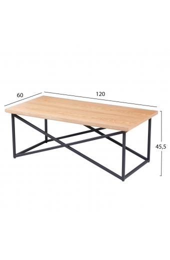 ΤΡΑΠΕΖΙ ΣΑΛΟΝΙΟΥ HM9469.01 MDF ΜΕ ΚΑΠΛΑΜΑ ΞΥΛΟΥ ΣΕ ΦΥΣΙΚΟ&ΣΤΥΛ ΡΟΥΣΤΙΚ 120x60x45,5Yεκ.