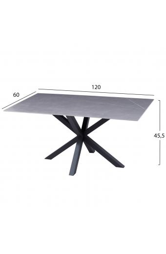 ΤΡΑΠΕΖΙ ΣΑΛΟΝΙΟΥ HM9470.05 GREY MARBLE-ΜΑΥΡΗ ΜΕΤΑΛ.ΒΑΣΗ 120x60x45,5Yεκ.