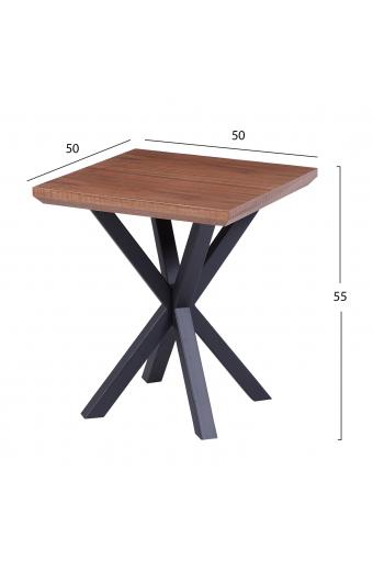 ΒΟΗΘΗΤΙΚΟ ΤΡΑΠΕΖΑΚΙ ΣΑΛΟΝΙΟΥ HM9471.02 MDF ΜΕ ΚΑΠΛΑΜΑ ΑΠΟ ΞΥΛΟ ΚΑΡΥΔΙΑΣ-ΜΕΤΑΛ.ΒΑΣΗ 50x50x58Υεκ.