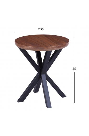 ΒΟΗΘΗΤΙΚΟ ΤΡΑΠΕΖΑΚΙ ΣΤΡΟΓΓΥΛΟ HM9473.02 MDF ΜΕ ΚΑΠΛΑΜΑ ΑΠΟ ΞΥΛΟ ΚΑΡΥΔΙΑΣ Φ50x55Yεκ.