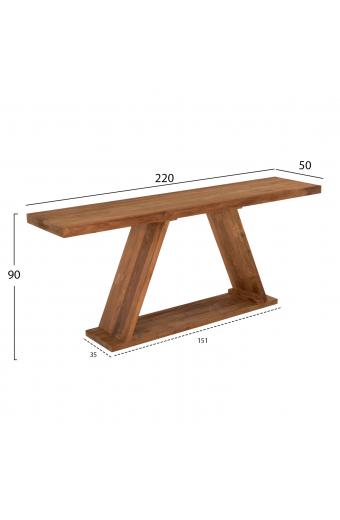 ΚΟΝΣΟΛΑ ΑΠΟ ΞΥΛΟ ΤΕΑΚ ΦΥΣΙΚΟ ΧΡΩΜΑ HM9555 220x50x90Υεκ.