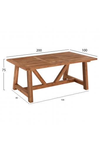 ΤΡΑΠΕΖΙ ΤΡΑΠΕΖΑΡΙΑΣ HM7922 PLUTON RECYCLED TEAK ΣΕ ΦΥΣΙΚΟ ΧΡΩΜΑ 200X100X75Yεκ.