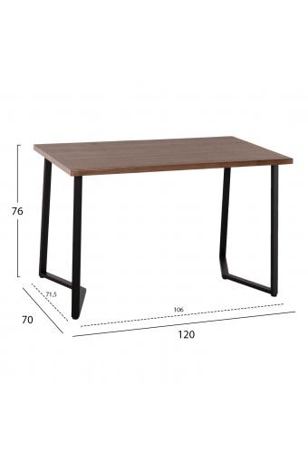 ΤΡΑΠΕΖΙ ΤΡΑΠΕΖΑΡΙΑΣ JAY HM9531 MDF ΚΑΡΥΔΙ-ΜΑΥΡA ΜΕΤΑΛΛΙΚΑ ΠΟΔΙΑ 120x70x76Υεκ.