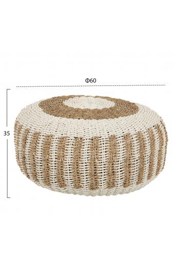 ΠΟΥΦ ΣΚΑΜΠΟ SARONI HM7851.01 SEAGRASS ΣΕ ΦΥΣΙΚΟ-ΛΕΥΚΟ ΧΡΩΜΑ Φ60x35Yεκ.