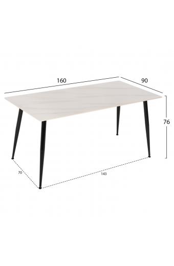 ΤΡΑΠΕΖΙ ΤΡΑΠΕΖΑΡΙΑΣ SINTERED STONE TOM HM8588.02 WHITE MARBLE 160x90x76Y εκ.