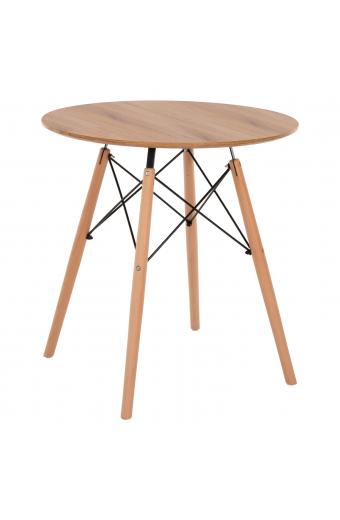 ΤΡΑΠΕΖΙ MINIMAL ΣΤΡΟΓΓΥΛΟ HM0059.04 MDF ΣΕ ΦΥΣΙΚΟ-ΠΟΔΙΑ ΟΞΙΑΣ ΦΥΣΙΚΟ Φ80Χ72Υεκ.