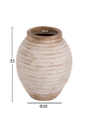 ΔΙΑΚΟΣΜΗΤΙΚΟ ΒΑΖΟ ΔΑΠΕΔΟΥ PYDNA HM7932 ΤΕΡΑΚΟΤΑ ΣΕ ANTIQUE ΛΕΥΚΟ ΜΠΕΖ ΧΡΩΜΑ Φ28x35Yεκ.