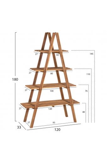 ΒΙΒΛΙΟΘΗΚΗ STAM HM7895 TEAK ΞΥΛΟ ΣΕ ΦΥΣΙΚΟ ΧΡΩΜΑ 120x33x180Y εκ.