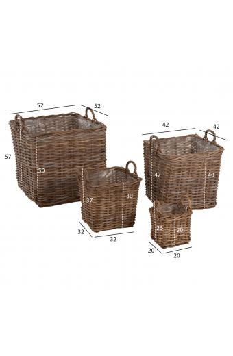ΣΕΤ ΔΙΑΚΟΣΜΗΤΙΚΑ ΚΑΛΑΘΙΑ KATER HM9657 4ΤΜΧ ΑΠΟ KUBU RATTAN ΣΕ ΓΚΡΙ 52x52x50-57Υεκ.